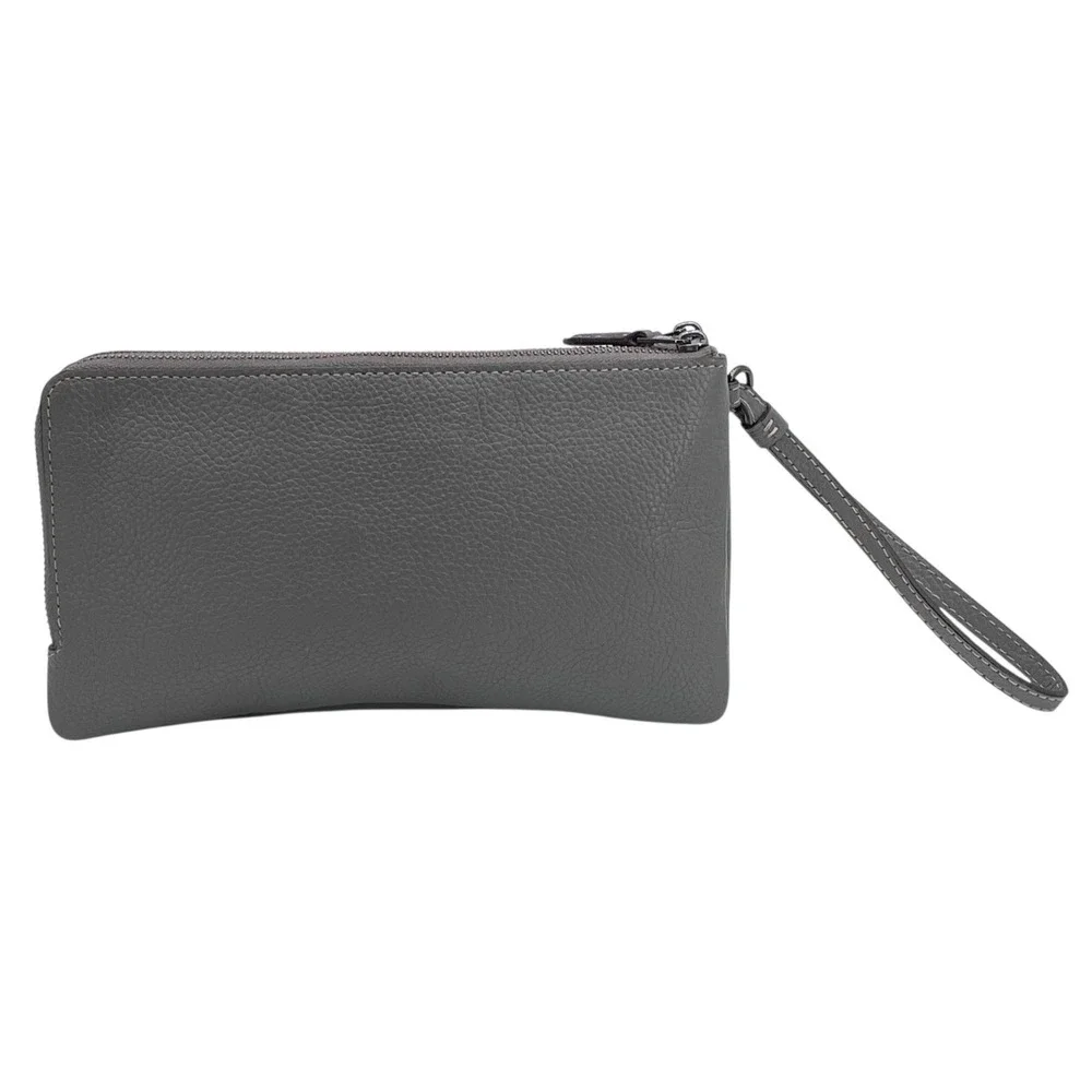 Coach Double Zip Wallet/Wristlet Gray‎ Leather 54052 - Picture 3 of 16